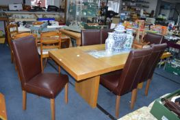 Light Oak Veneered Extending Dining Table with Fro