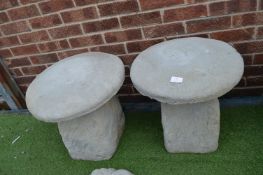 Pair of Toadstool Garden Ornaments