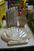 Cat Ornaments and Shell Serving Dishes