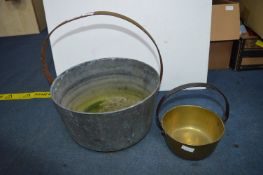 Large and Small Victorian Brass Jam Pans