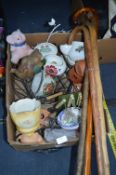 Household Goods; Pottery, Bowls, Walking Sticks, O