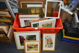 Large Tub of Framed Pictures and Prints