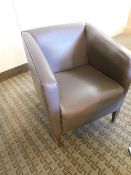 * 2 x mushroom faux leather bucket chairs