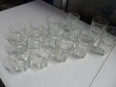 * various sized 'rocks' style glasses x approx. 15