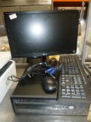* HP PC with screen, mouse and keyboard