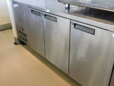 * Williams S/S 3 door prep top fridge on castors 1880 x 660d x 850h