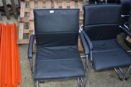 *Six Contemporary Style Chrome Framed Leather Boardroom Chairs