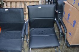 *Six Contemporary Style Chrome Framed Leather Boardroom Chairs