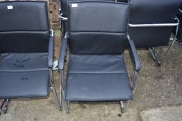 *Six Contemporary Style Chrome Framed Leather Boardroom Chairs