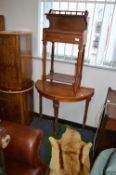 Half Moon Pine Hall Table, Telephone Stand and an