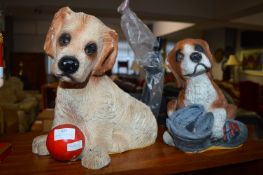 Two Puppy Garden Ornaments