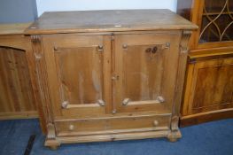 Large Pine TV Cabinet with Sliding Doors 111x97x63