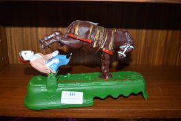 Cast Iron Automaton Money Box - Kicking Mule