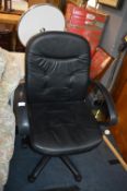 Black Leather Swivel Office Chair