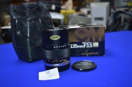 Olympus OM Zuiko Auto T 135mm Lens with Original Bag & Box