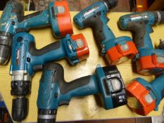 Six Makita Cordless Drills