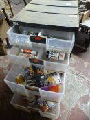 Plastic Storage Unit with Quantity of Paints and C