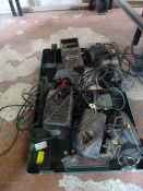 Box of Power Tool Chargers