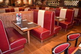 7 x Seating Booths Upholstered in a Red and Cream Faux Leather Upholstery - From American Italian