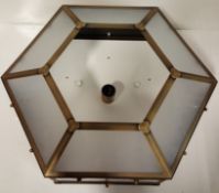 1 x Chelsom Flush Fitting Hexagonal Shaped Light Fitting In A Antique Brass Finish - REF715