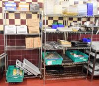 2 x Commercial Kitchen Wire Storage Shelves - H180 x W60/120 x D90/35 cms - Ref451 - CL470 -
