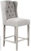 3 x HOUSE OF SPARKLES Luxury Wing Back Bar Stools In A Silver Velvet With BLACK Legs