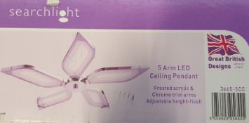 1 x Searchlight 3665-5CC Solexa Modern Ceiling Pendant Light in Chrome - New Boxed Stock - CL323 -