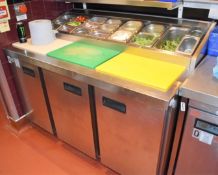 1 x Foster Commercial Gastronorm Prep Counter With Salad / Pizza Topper and Roll Down Night