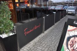 14 x Chrome Floor Mounted Outdoor Banner / Divider Posts With Crossbeams and Fabric Banners - Banner