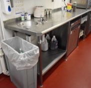 1 x Stainless Steel Preparation Counter With Handwash Basin, Space For Undercounter Appliance,