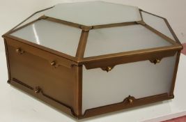 1 x Chelsom Flush Fitting Hexagonal Shaped Light Fitting In A Antique Brass Finish - REF:J2374
