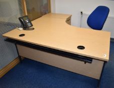 1 x Right Hand Office Desk With Swivel Chair and Drawer Pedestal - 160cms Width - Ref FE253 OUS -