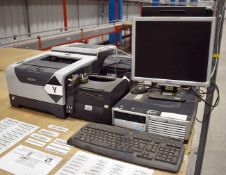 1 x Assorted Lot of Computer Equipment - Includes 1 x Desktop PC, 1 x Monitor, 1 x Laser Printer and