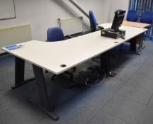 2 x Grey Office Deks With Swivel Chairs - 160cm Width - Ref FE217 ODS - CL480 - Location: Nottingham