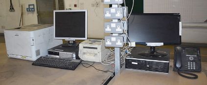 1 x Assorted Lot of Computer Equipment - Includes 2 x Desktop PC's, 2 x Monitors, 1 x Laser Printer,