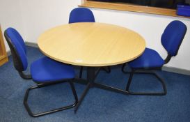 1 x Office Meeting Table With Three Chairs - Diameter 120 cms - Ref FE252 OUS - CL480 - Location: