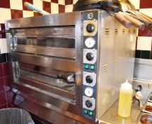 1 x Cuppone Tiziano Twin Deck Pizza Oven With Stainless Steel Finish - 8 x 12