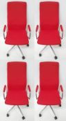 4 x 'Sven Christiansen' Premium Designer High-back Office Chairs In Red (HBB1HA) - Used, In Very Goo