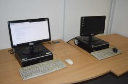 2 x HP Small Form Factor Desktop Computers With Flat Screen Monitors - Ref FE213 - CL480 - Location:
