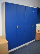 2 x Office Storage Cabinets With Keys - Grey Finish With Blue Doors - Ref FE224 ODS - CL480 -