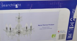 2 x Searchlight Marie Therese Light Pendant - Chrome Finish With Acrylic Trimmings - Product Code