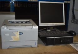 1 x Assorted Lot of Computer Equipment - Includes 1 x Desktop PC, 1 x Monitor and 1 x Laser