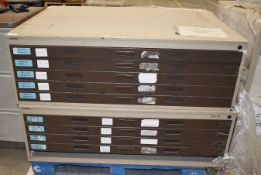 2 x A0 Storage Plan Chests - Ideal For Maps, Posters, And Art Paper - Dimensions: W132 x D94 x H43cm