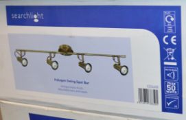 4 x Searchlight Halogen Swing Spot Light Bars - Four Light Spot Bars With Antique Brass Finish -