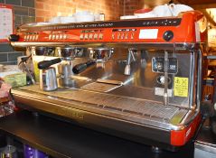 1 x La Cimbalie Espresso 3 Group Coffee Machine in Red - Model M39 DT3 - Dimensions H100 x W100 x