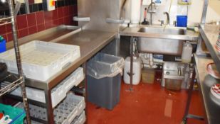 1 x Stainless Steel Inlet and Outlet Table For Passthrough Dishwasher - Anti Spill Tops With Large