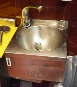 1 x Wall Mounted Tapless Hand Wash Basin - Stainless Steel Finish With Tap, Soap Dispenser and Towel