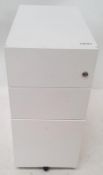 4 x Premium Metal Office 3-Drawer Pedestal In White - Dimensions: L56/W30/H64cm - Ref CBU83/1 - CL43
