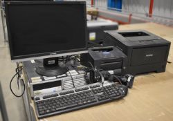 1 x Assorted Lot of Computer Equipment - Includes 1 x Desktop PC, 1 x Monitor, 1 x Laser Printer,