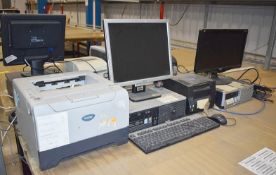 1 x Assorted Lot of Computer Equipment - Includes 2 x Desktop PC's, 2 x Monitors, 1 x Laser